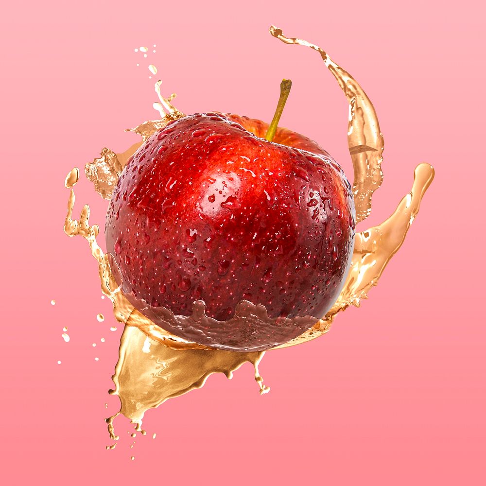Apple juice splash clipart, creative fruit drink