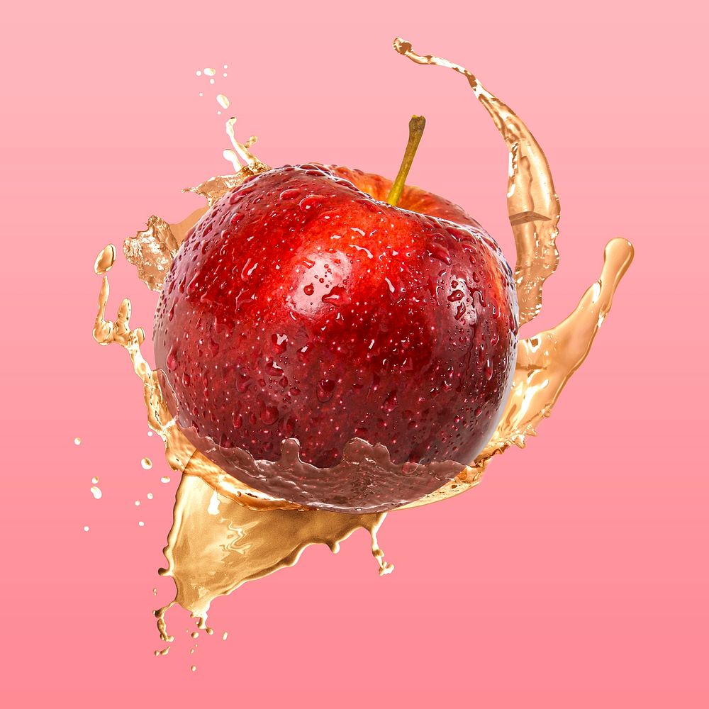 Apple juice splash clipart, creative fruit drink psd