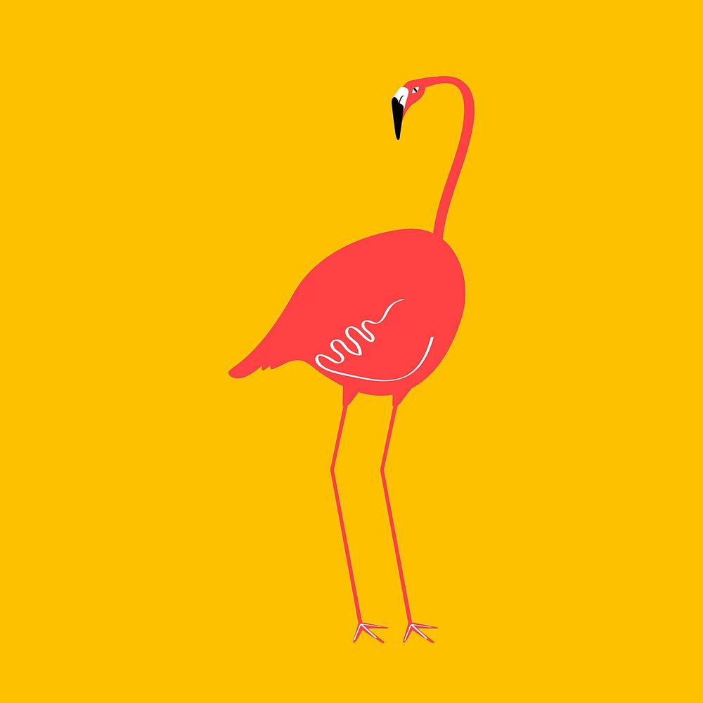 Orange flamingo bird illustration vector 