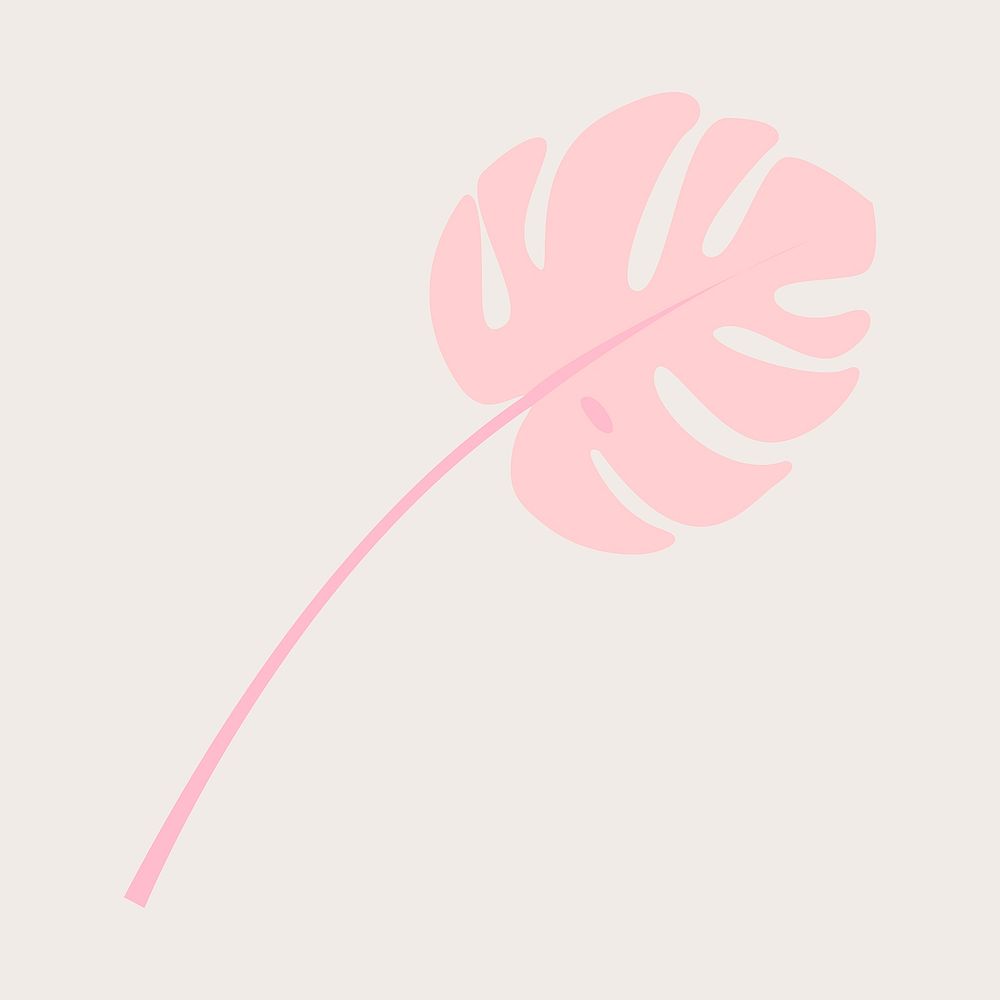 Pink monstera leaf aesthetic illustration