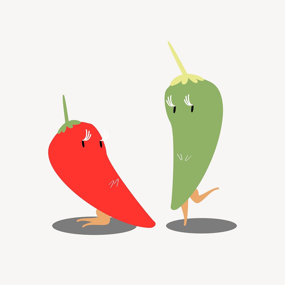 Dancing chili vegetable sticker, cartoon illustration vector
