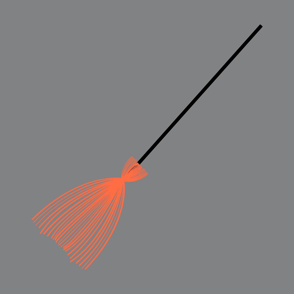 Witch's broomstick sticker, Halloween doodle vector