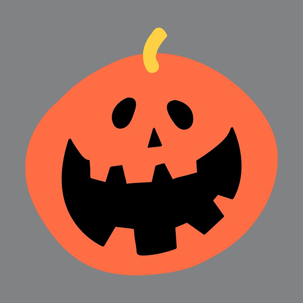 Smiling Halloween pumpkin sticker, spooky season doodle vector