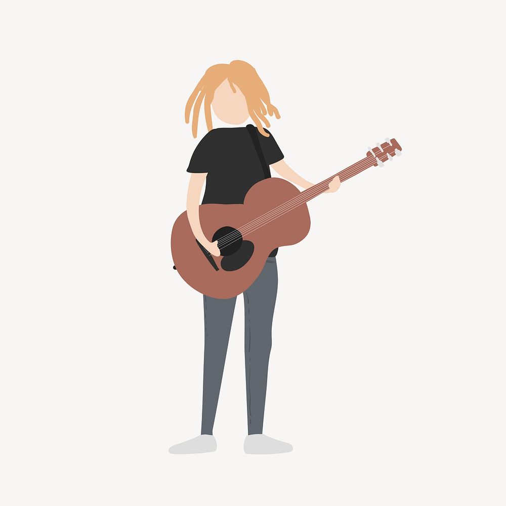 Male guitarist clipart, musician job illustration