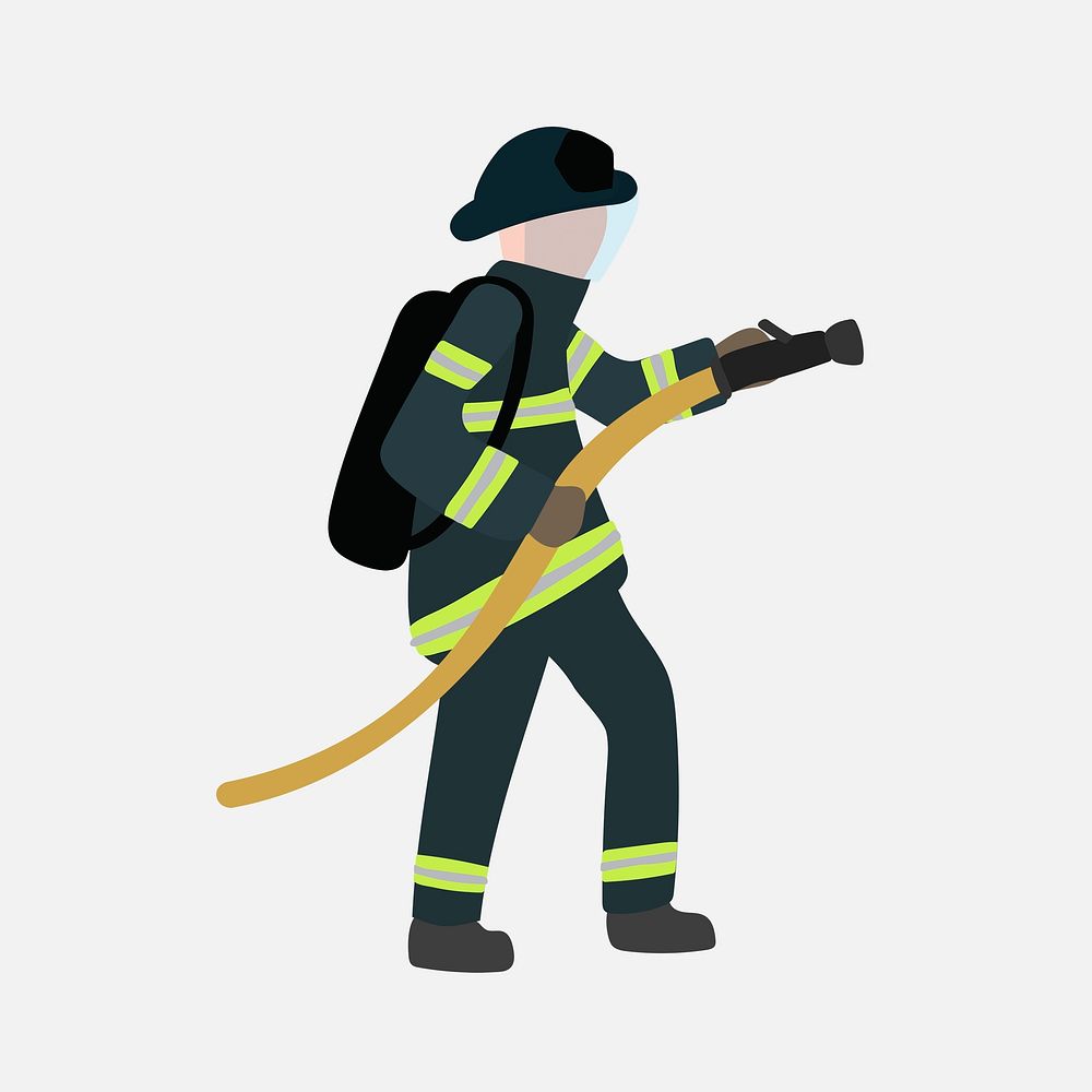 Firefighter worker clipart, emergency service, job illustration vector