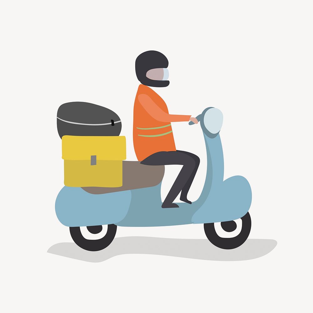 Delivery man clipart, riding motorcycle
