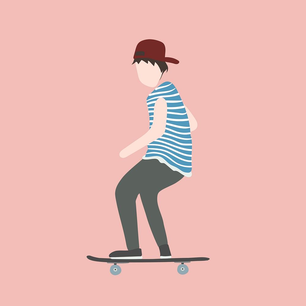 Skateboarder clipart, sportsperson, character illustration