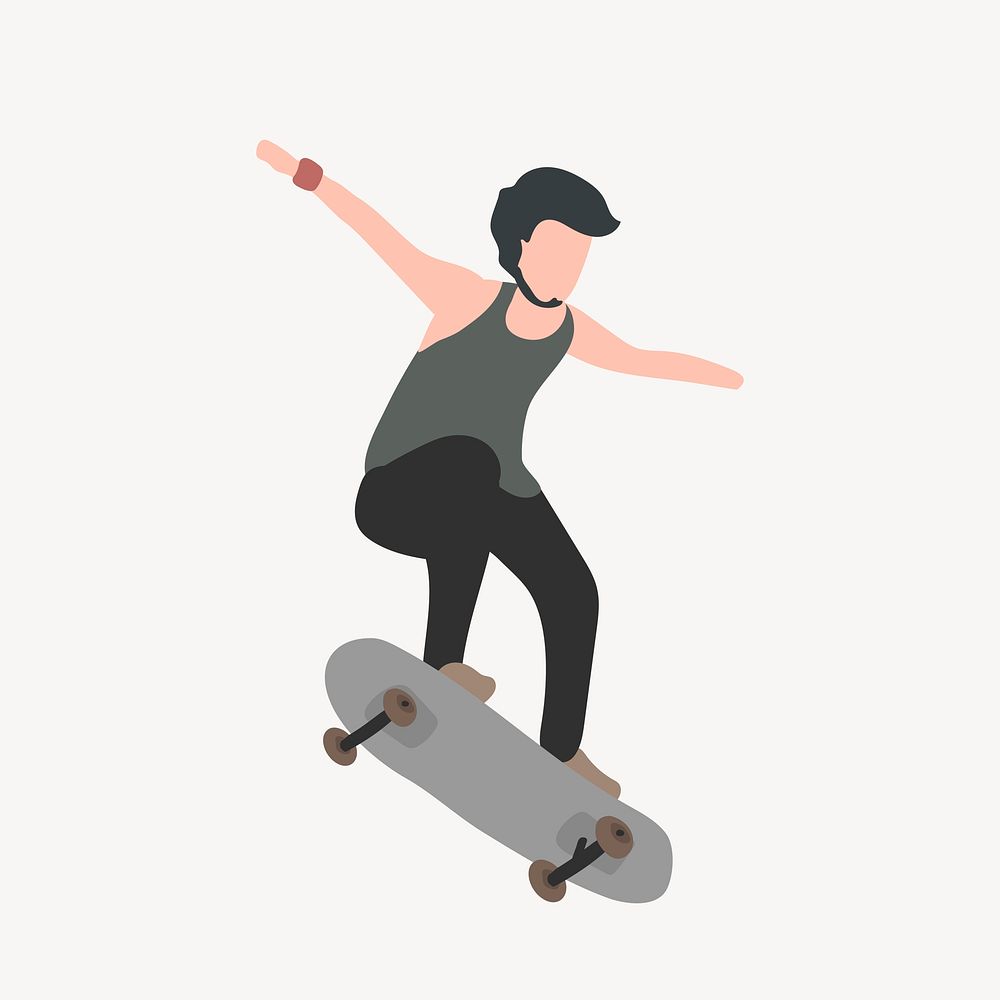 Skateboarder clipart, sportsperson, character illustration vector