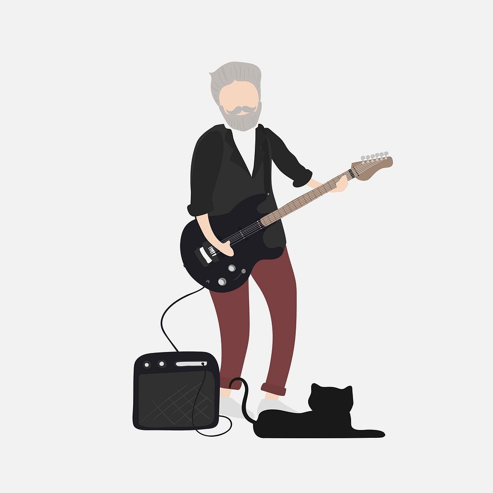 Female guitarist clipart, musician job illustration vector
