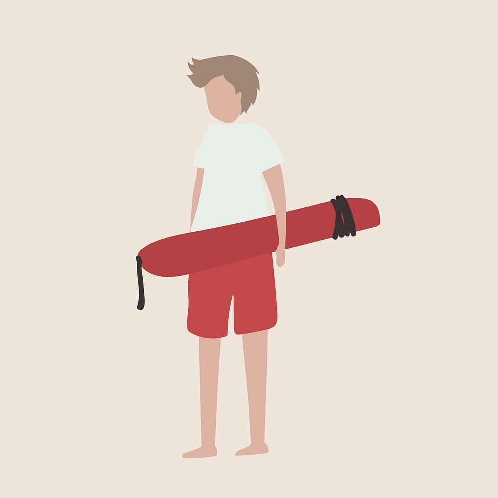Lifeguard man clipart, summer job, character illustration