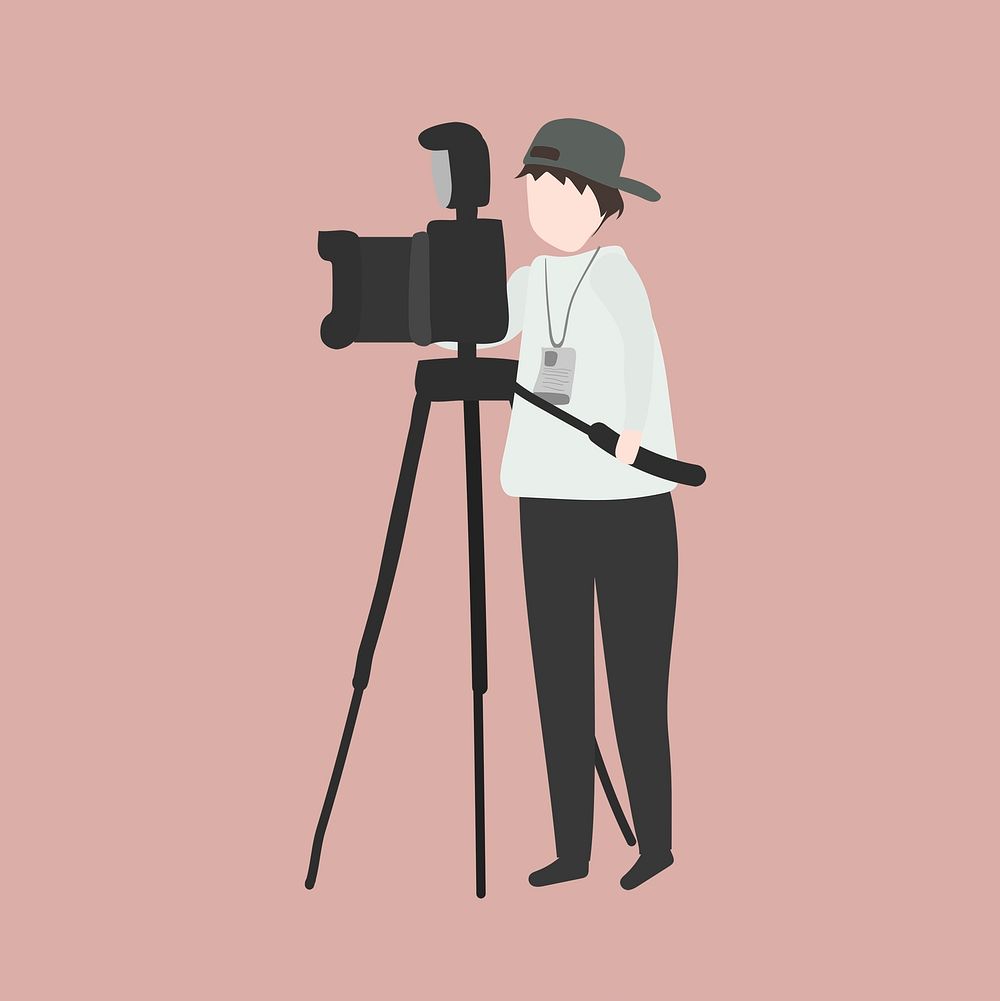 Camera man clipart, entertainment industry job cartoon vector