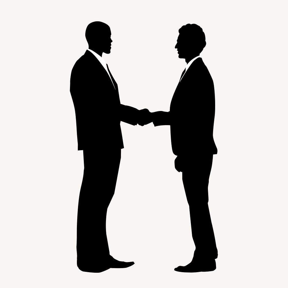 Businessmen shaking hands silhouette clipart, black design