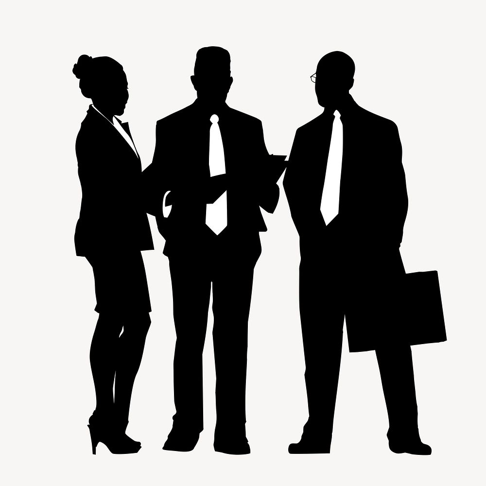Business team silhouette, work discussion, teamwork concept psd