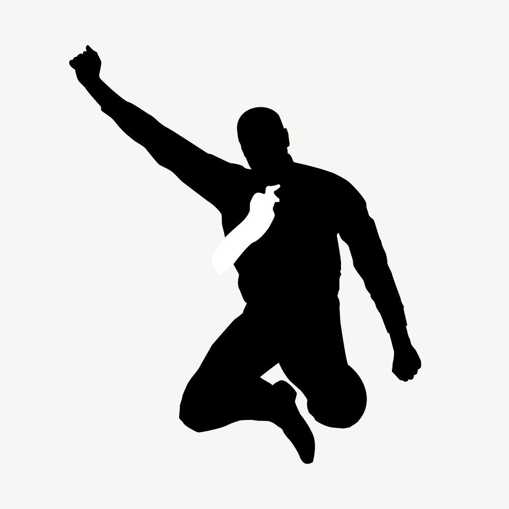 Businessman jumping silhouette sticker, excited gesture vector