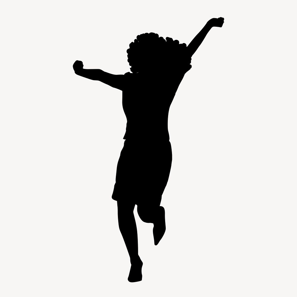 Woman silhouette, jumping in excitement