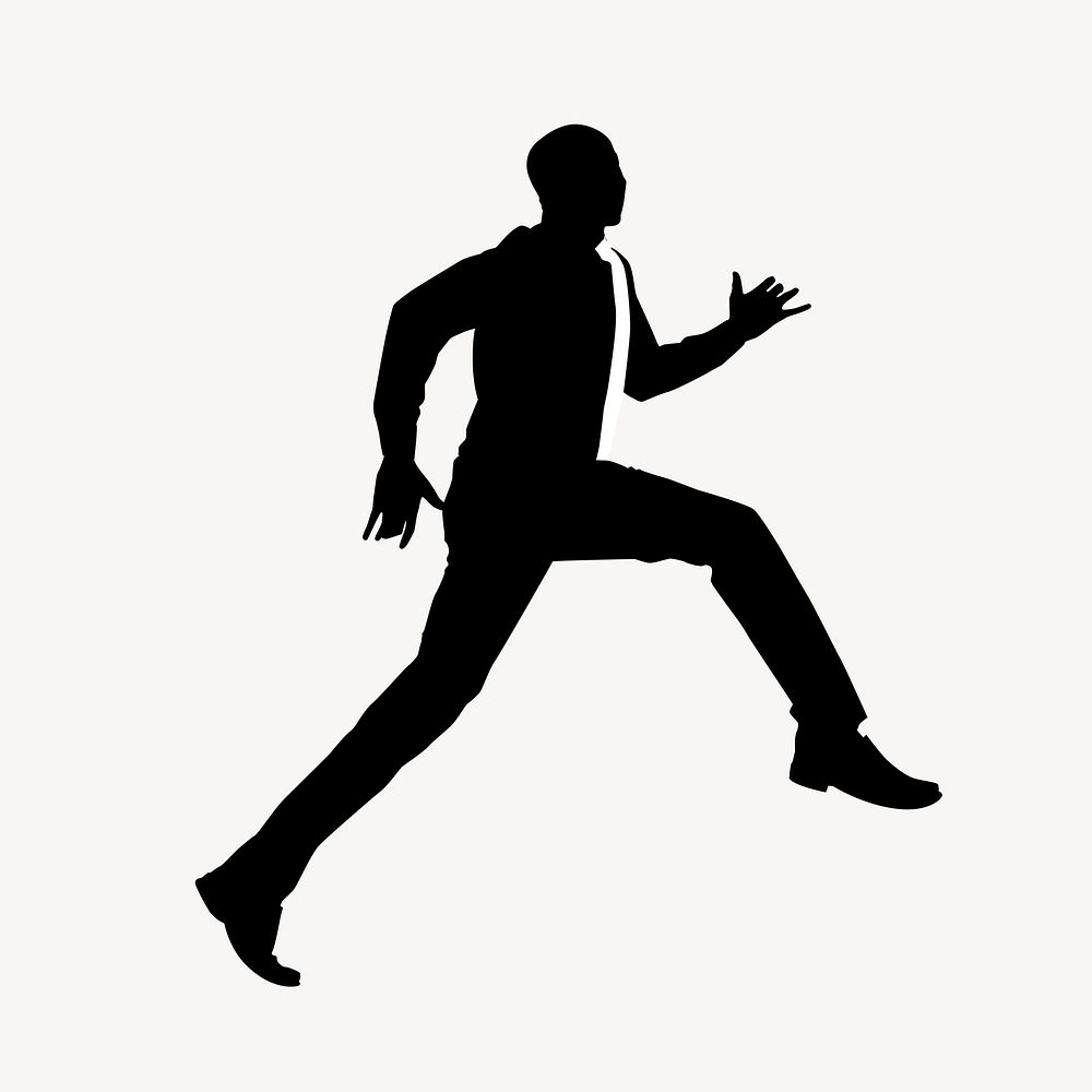 Businessman silhouette, running towards goal gesture psd