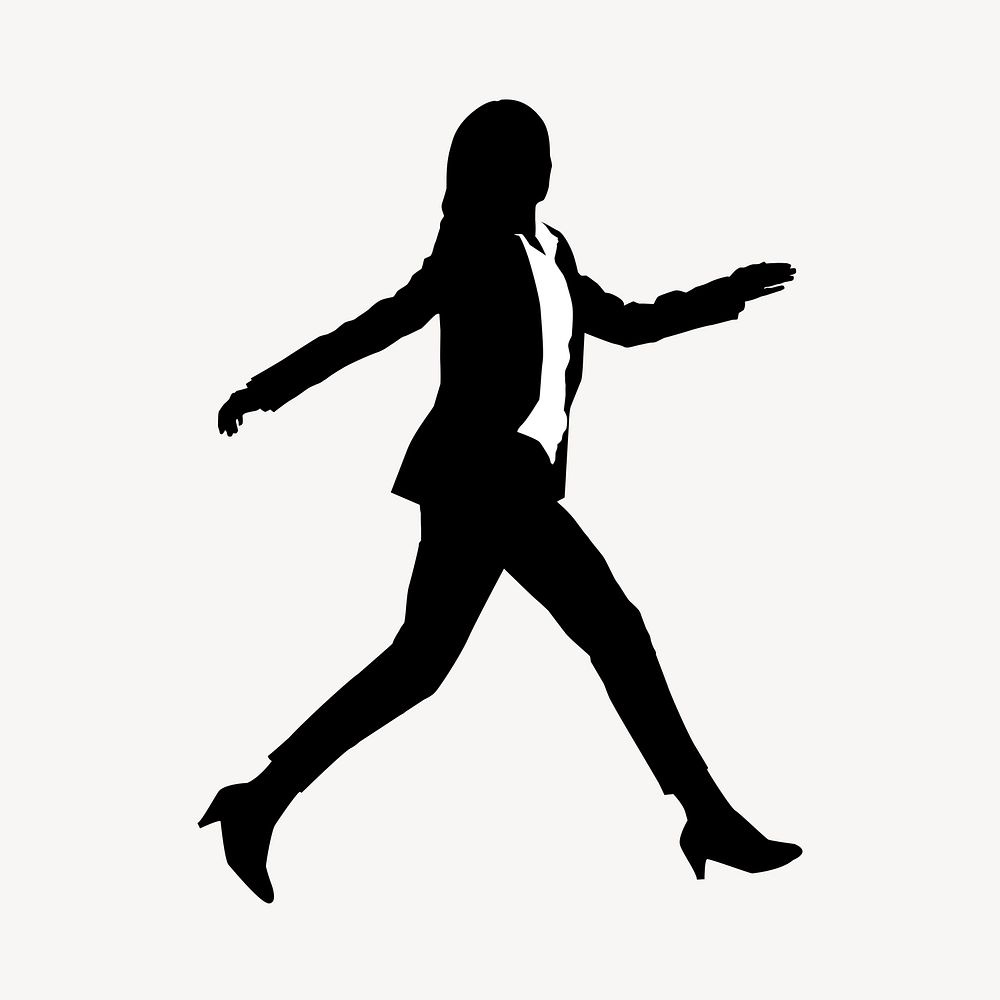 Confident businesswoman walking silhouette clipart psd