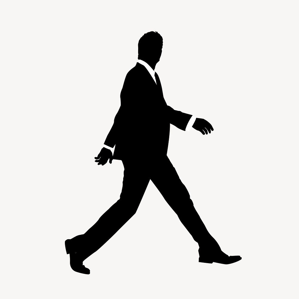 Businessman silhouette clipart, walking gesture psd