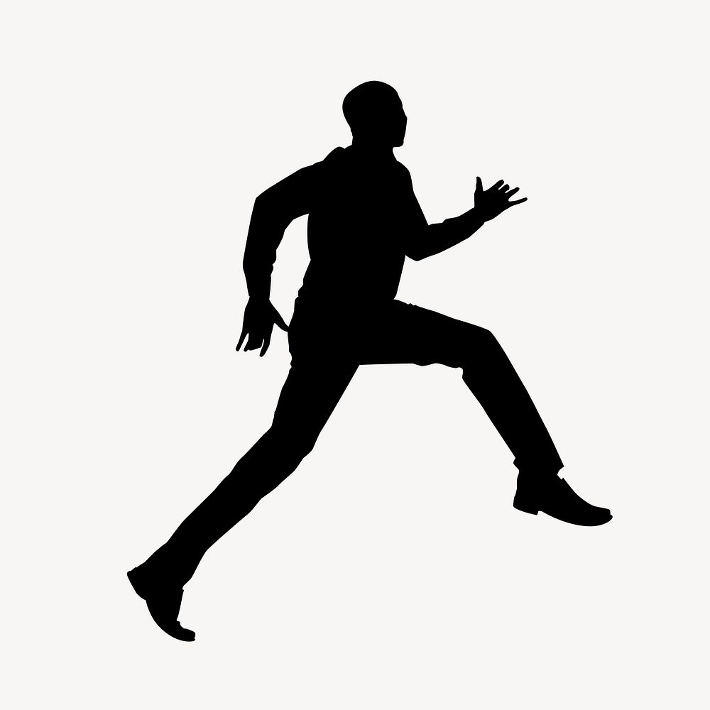 Man running silhouette, moving forward concept vector