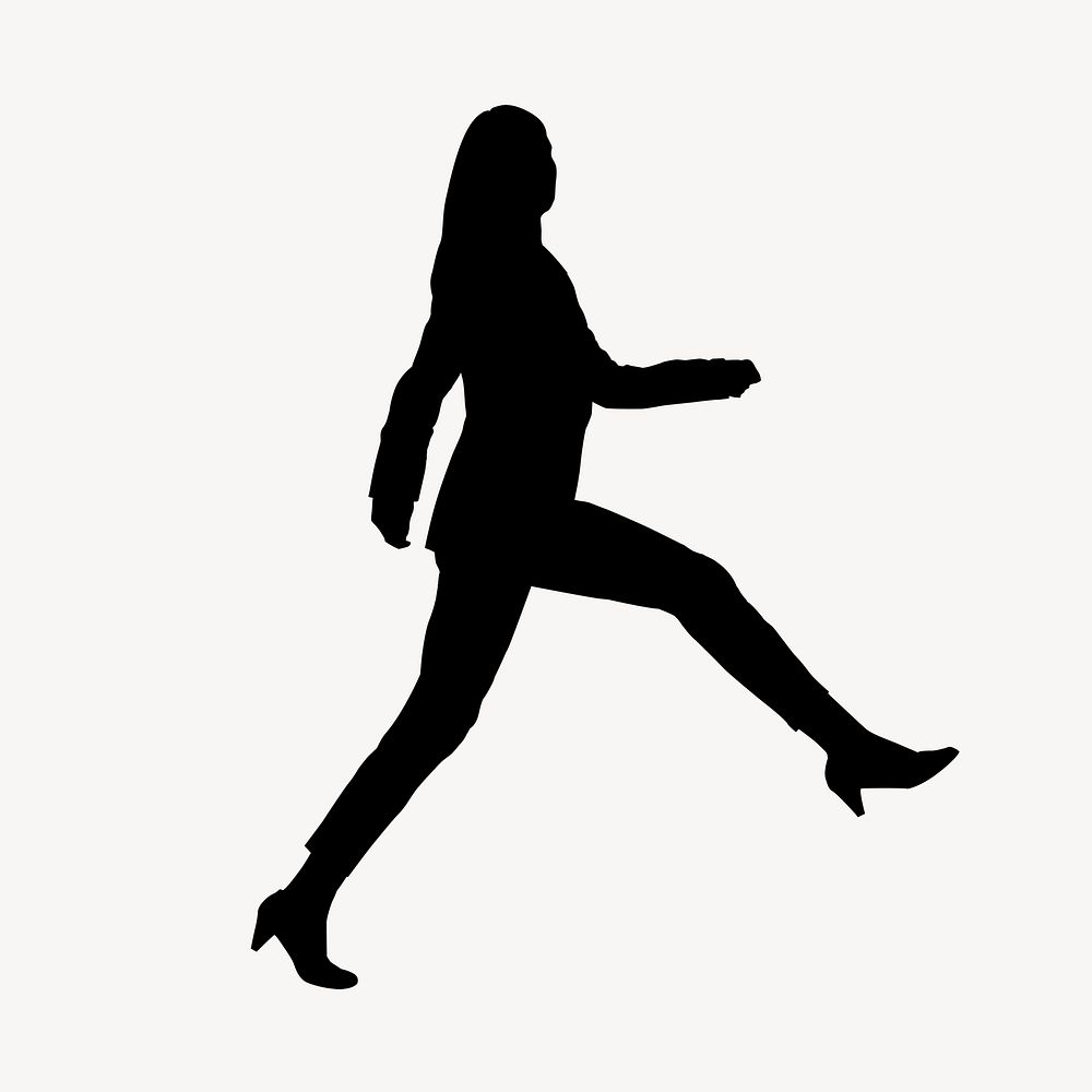 Businesswoman walking towards success silhouette