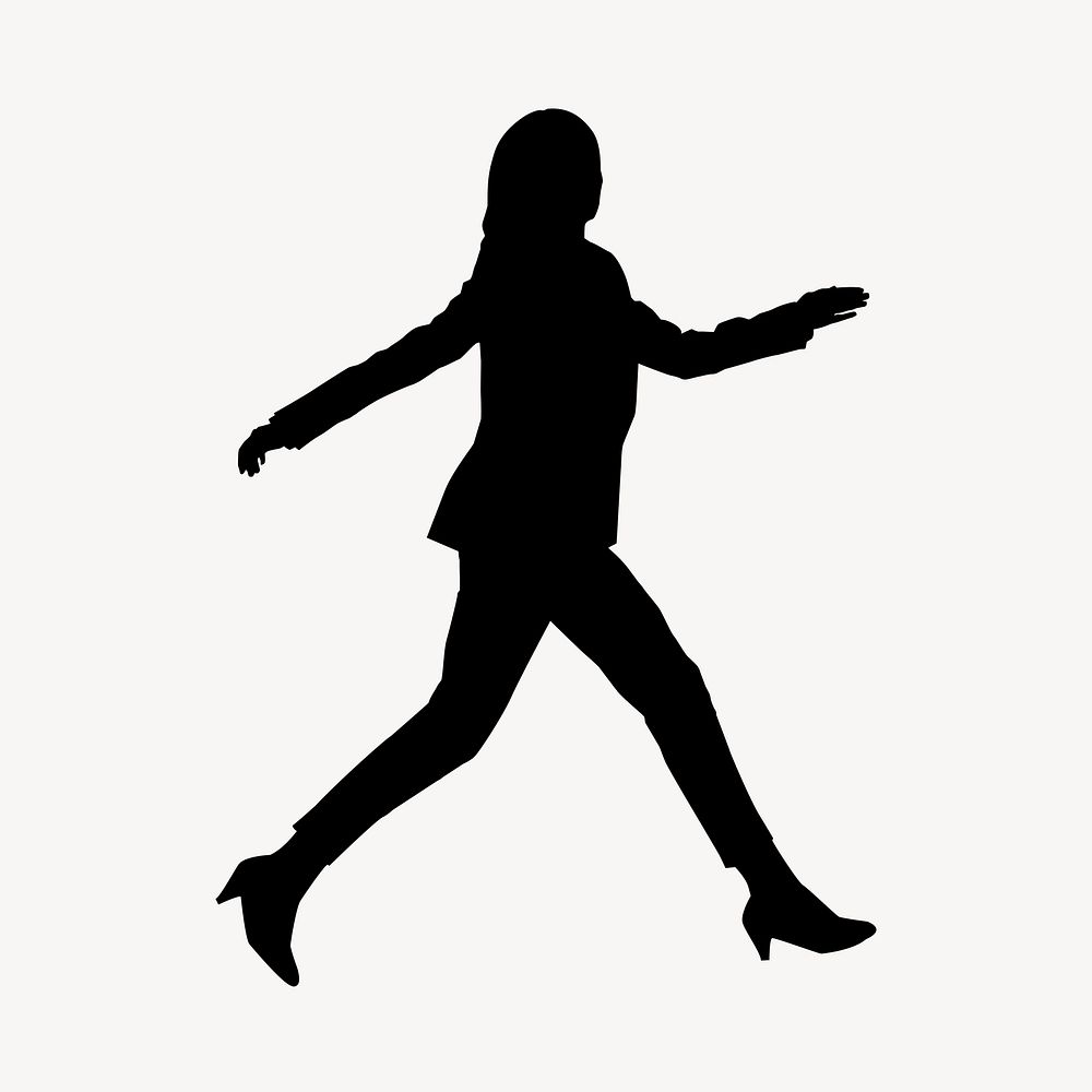 Businesswoman walking towards success silhouette vector