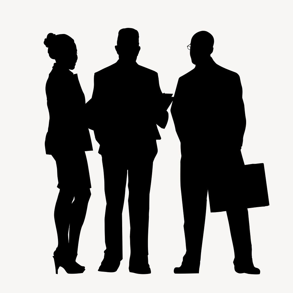 Business team silhouette, work discussion, teamwork concept vector