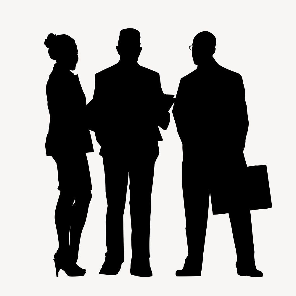 Business team silhouette, work discussion, teamwork concept psd