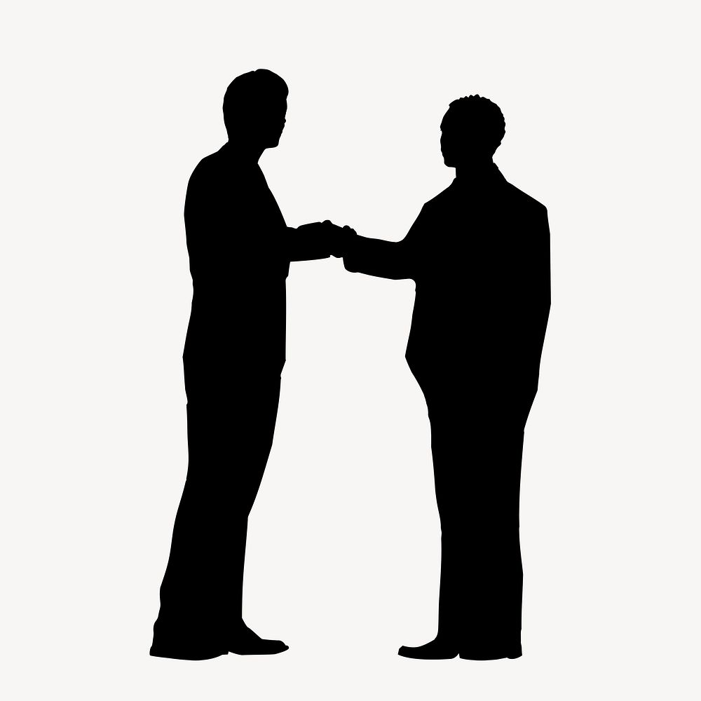 Business hand shake silhouette clipart, two men in black