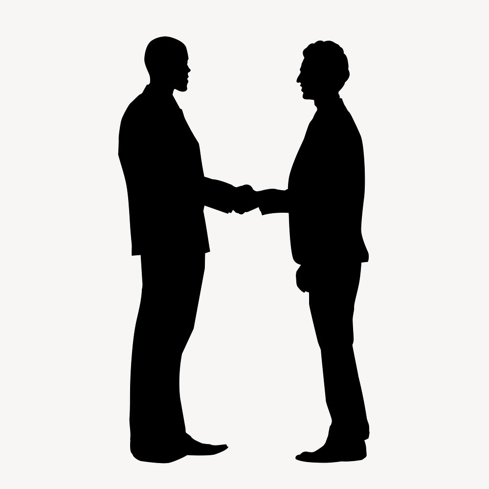 Business hand shake silhouette sticker, two men in black psd