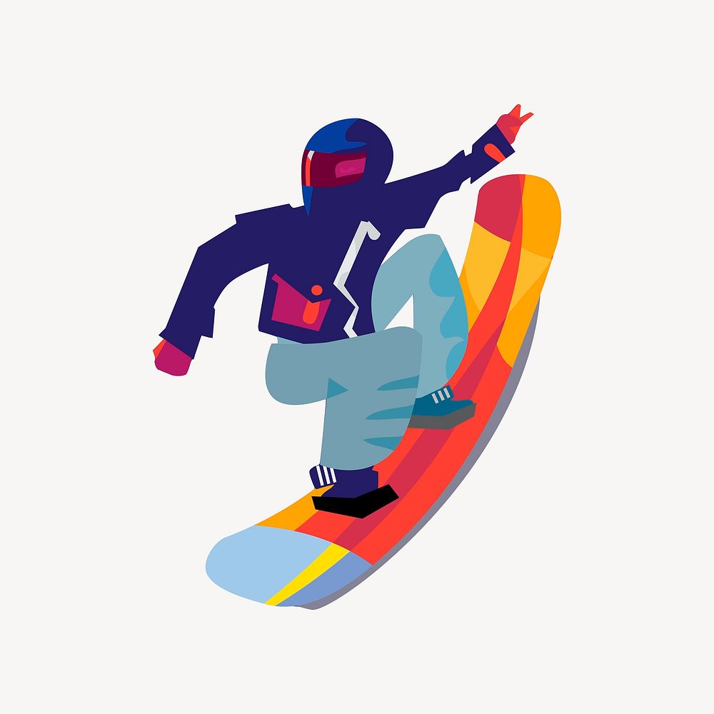 Man snowboarding, cartoon illustration vector. Free public domain CC0 graphic