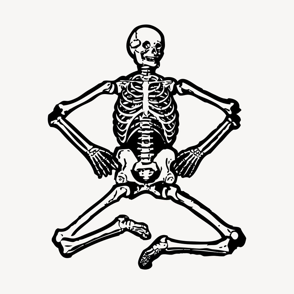 Human skeleton vintage illustration vector. Free public domain CC0 graphic
