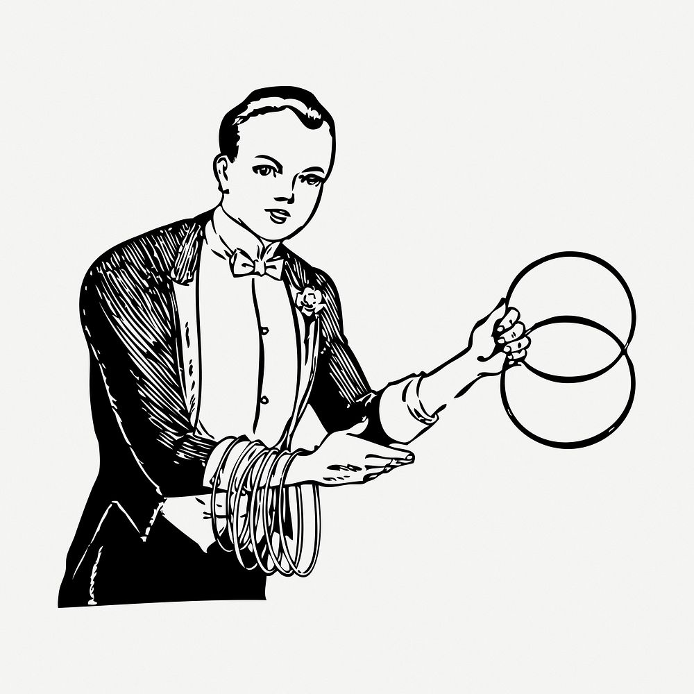 Circus juggler vintage clipart psd. Free public domain CC0 graphic