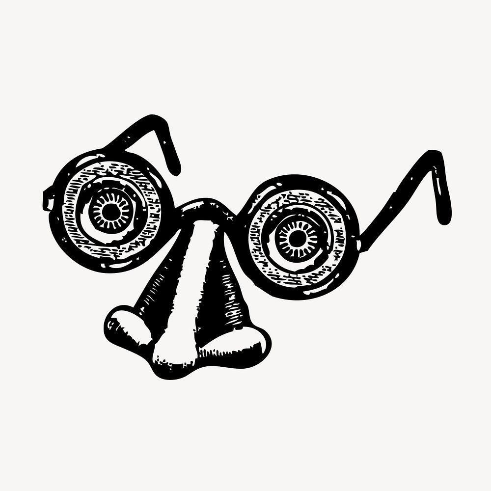 Funny fake eyeglasses nose illustration vector. Free public domain CC0 graphic