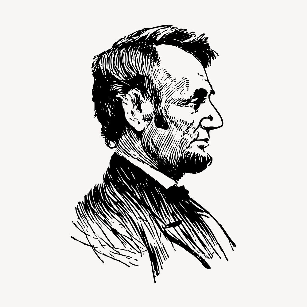 Abraham Lincoln illustration, U.S. president vector. Free public domain CC0 graphic