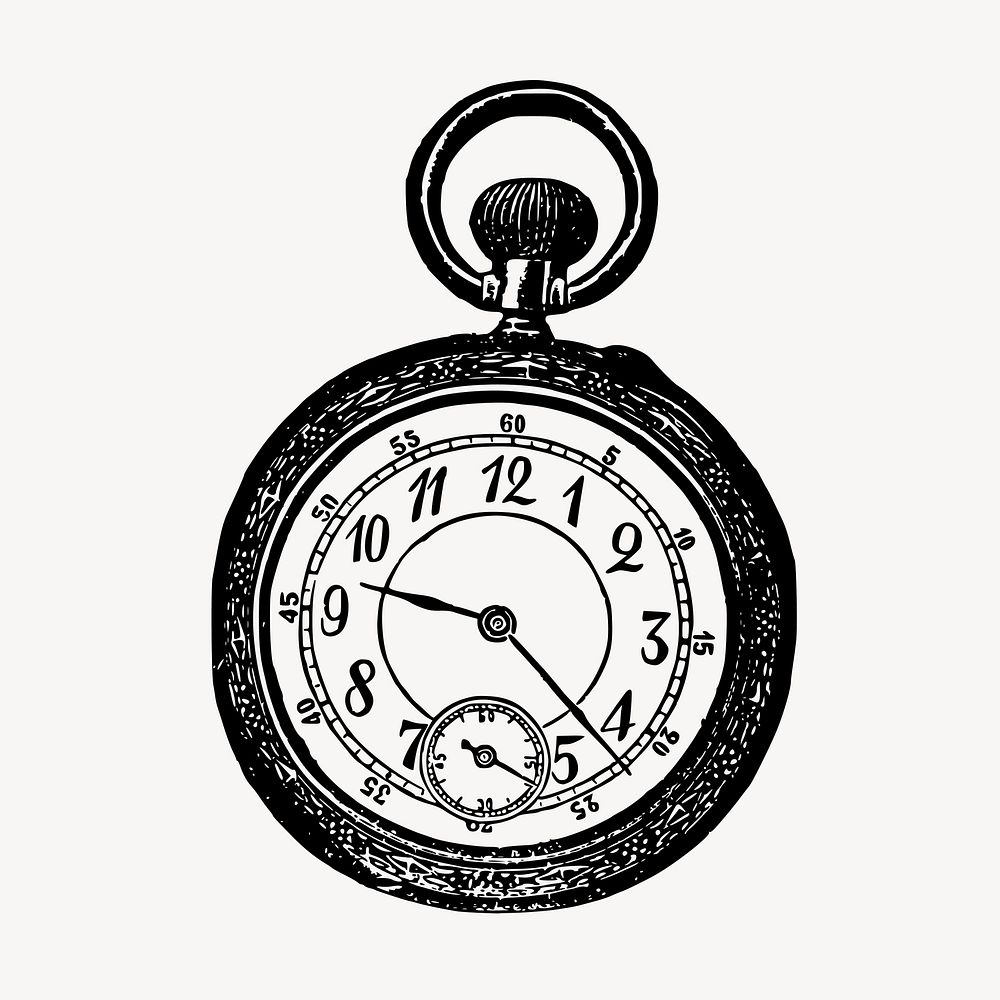 Vintage Victorian pocket watch illustration vector. Free public domain CC0 graphic