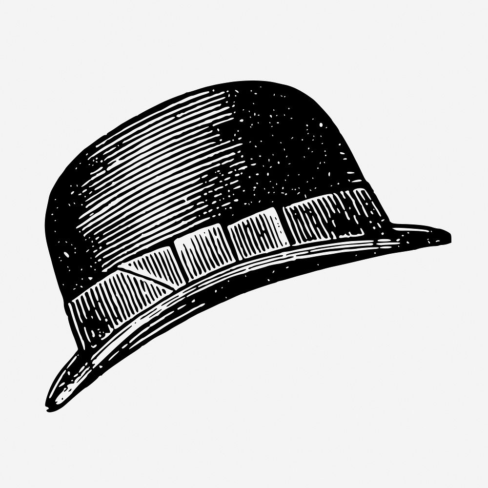 Bowler hat, vintage accessory illustration. Free public domain CC0 graphic