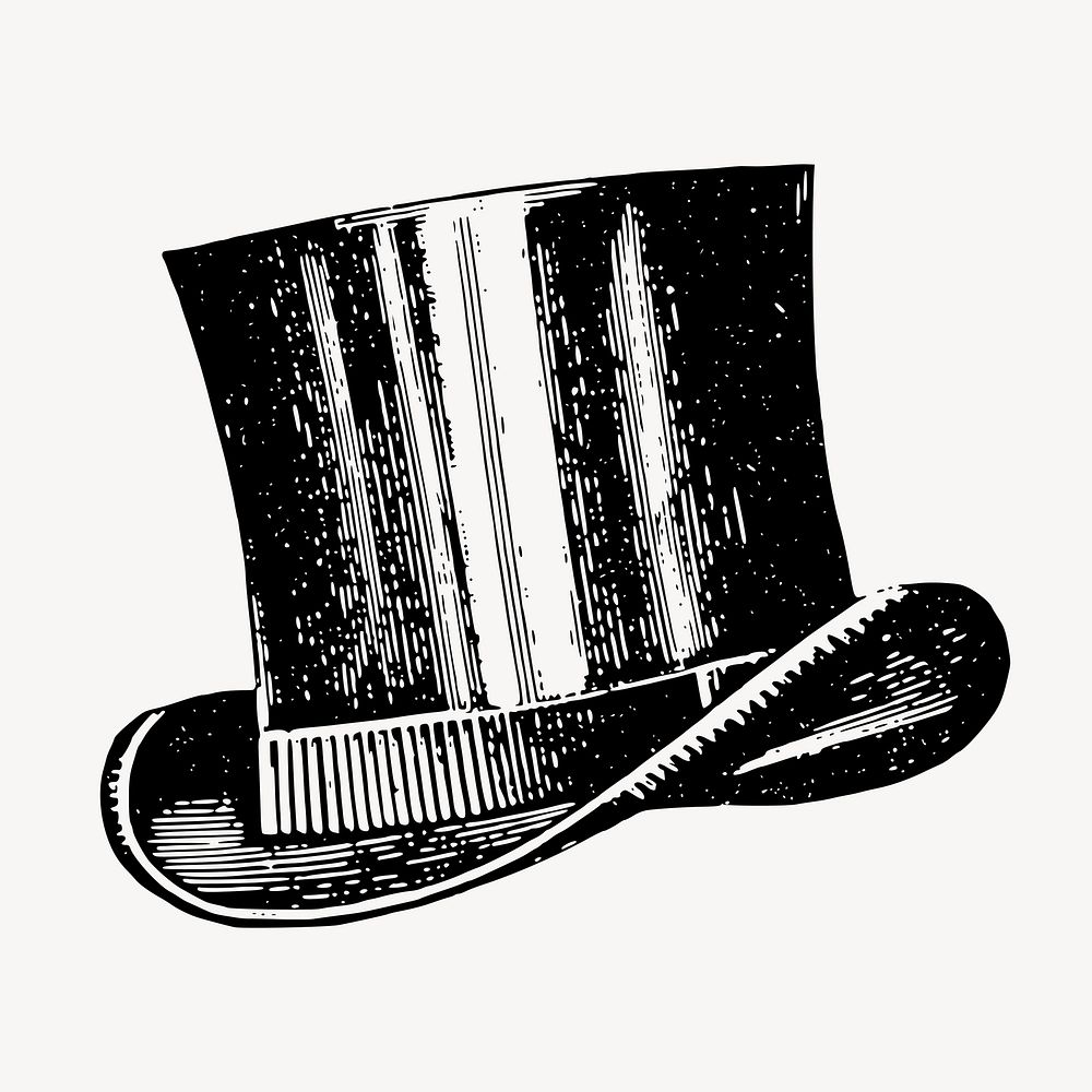 Top hat clipart, vintage fashion vector. Free public domain CC0 graphic