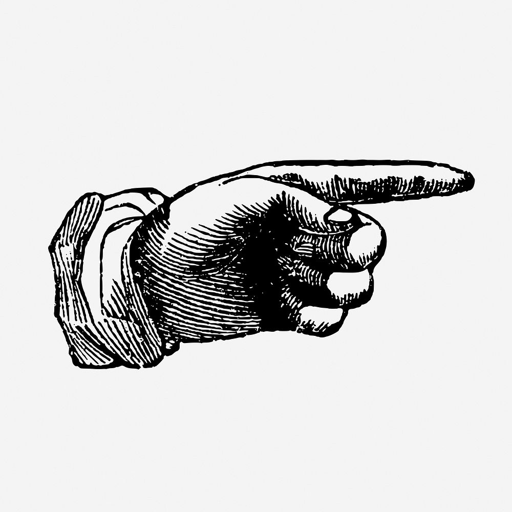 Vintage pointing hand gesture illustration. Free public domain CC0 graphic
