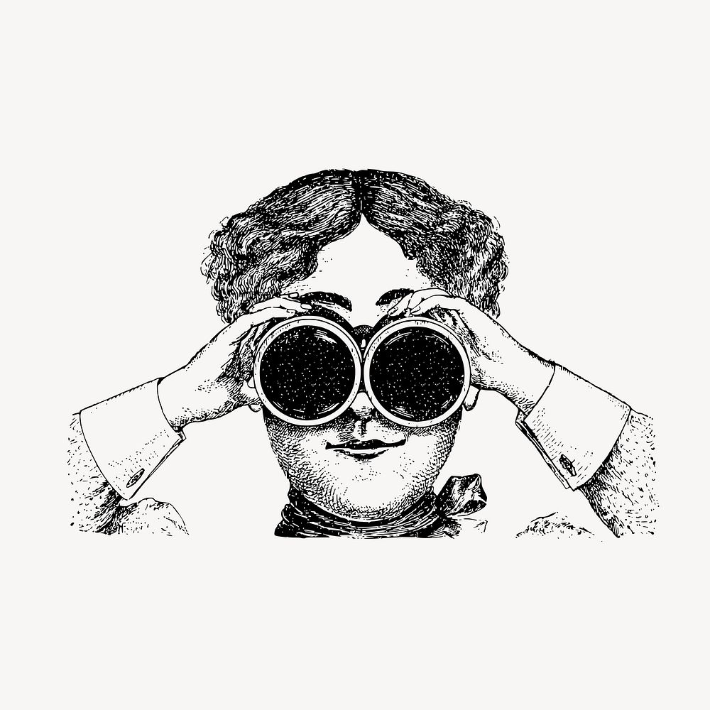 Adventurer using binoculars, vintage illustration vector. Free public domain CC0 graphic