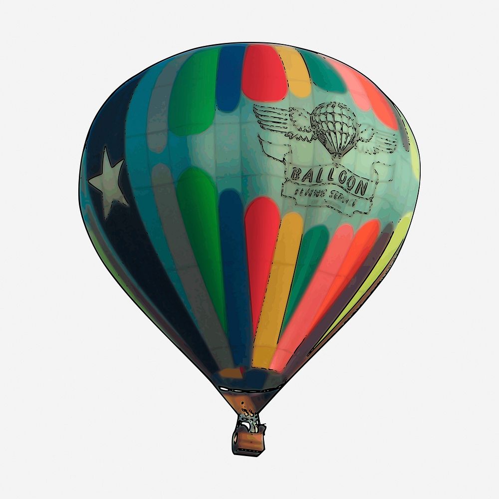 Hot air balloon, vintage transportation illustration. Free public domain CC0 graphic