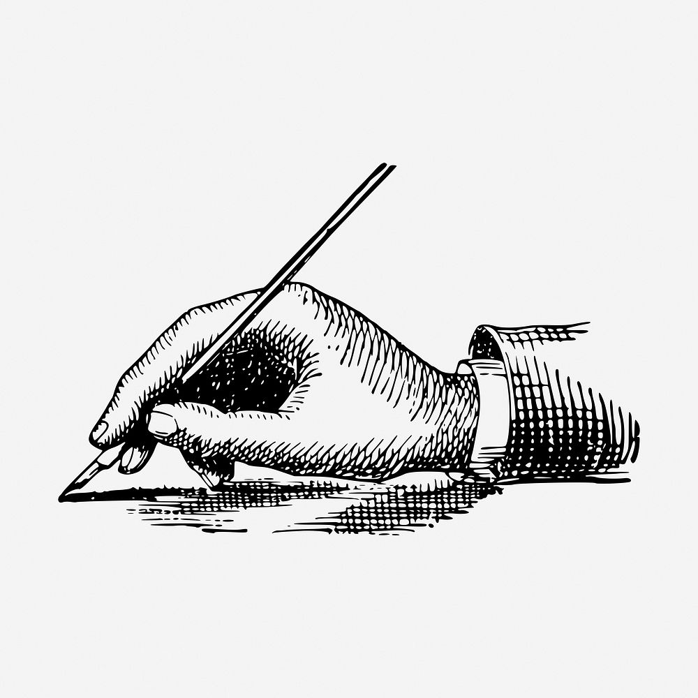 Hand holding fountain pen, vintage illustration. Free public domain CC0 graphic