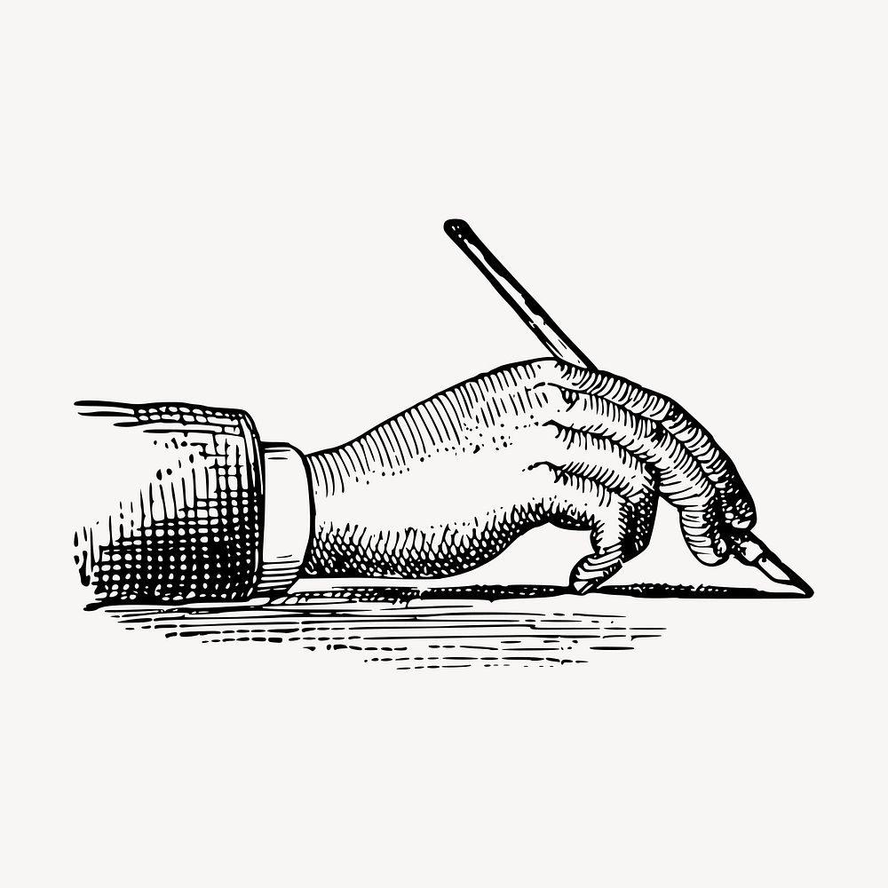 Hand holding fountain pen, vintage illustration vector. Free public domain CC0 graphic