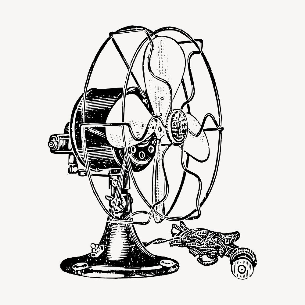 Vintage fan clipart, electric object vector. Free public domain CC0 graphic