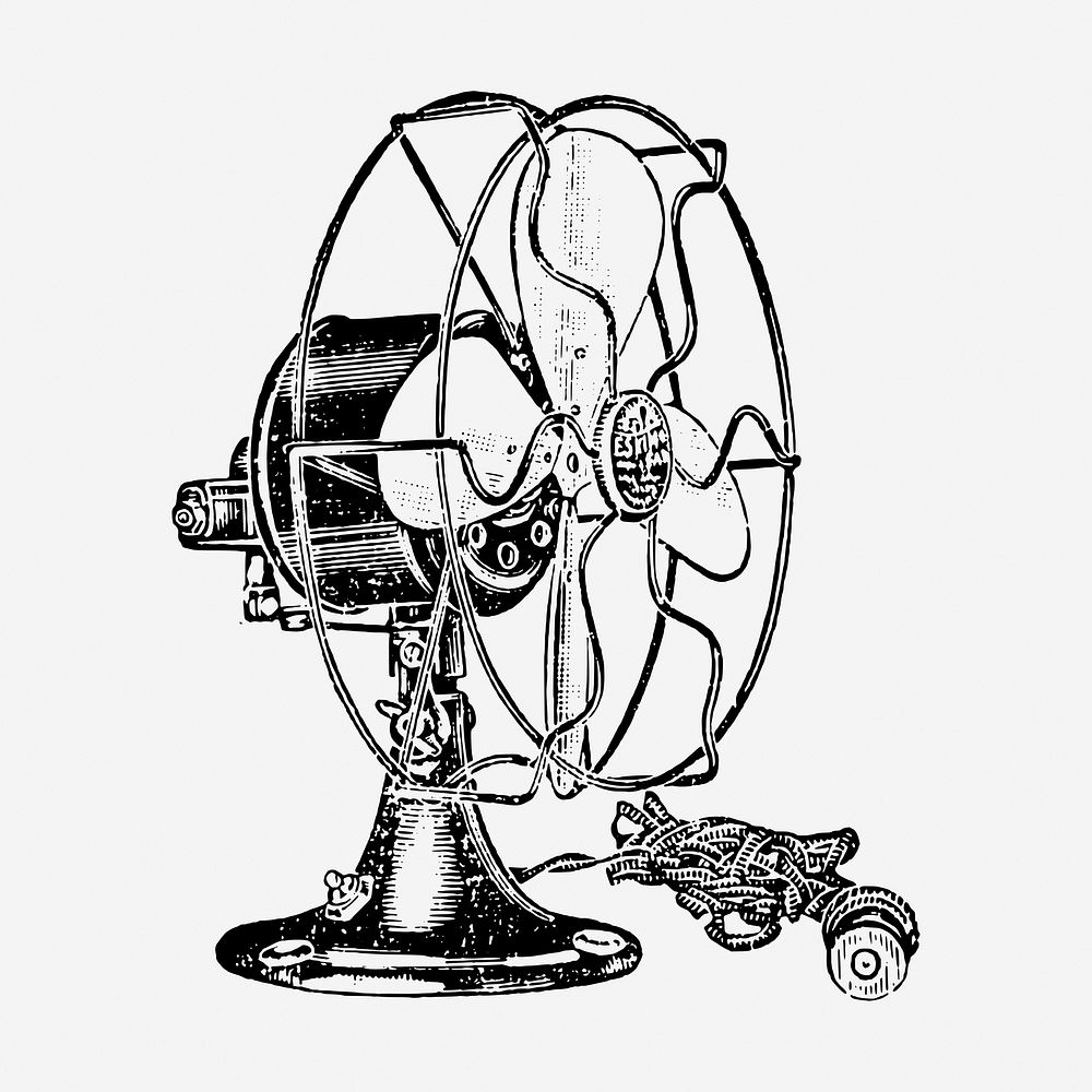 Vintage fan, electric object illustration. Free public domain CC0 graphic