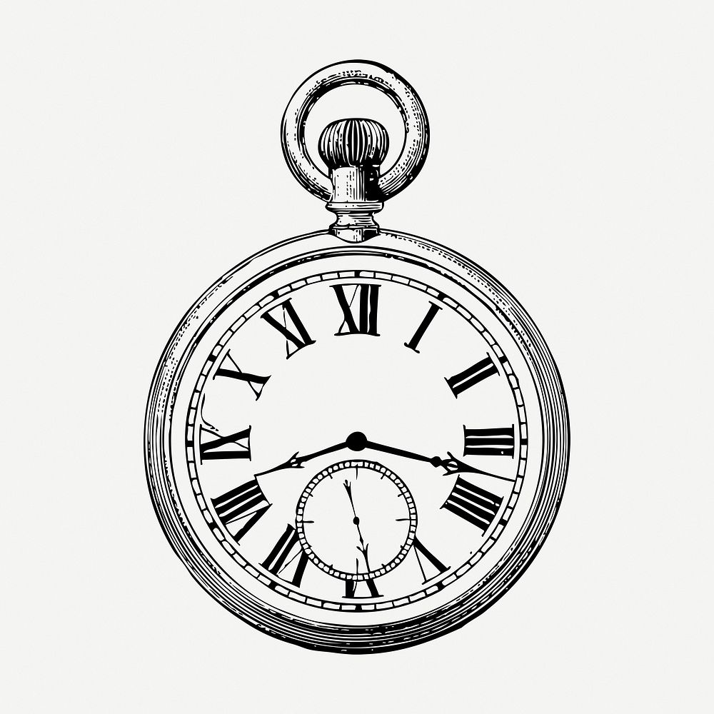 Vintage pocket watch clipart psd. Free public domain CC0 graphic