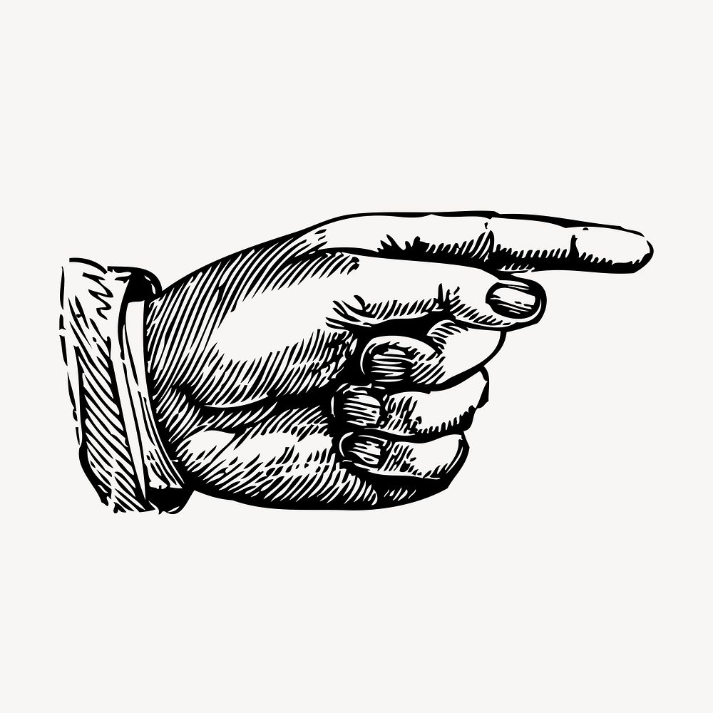 Pointing hand illustration vector. Free public domain CC0 graphic