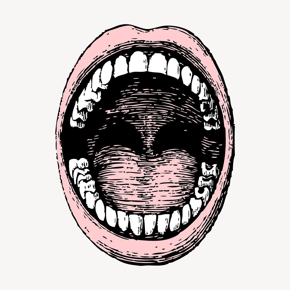 Vintage open mouth illustration vector. Free public domain CC0 graphic