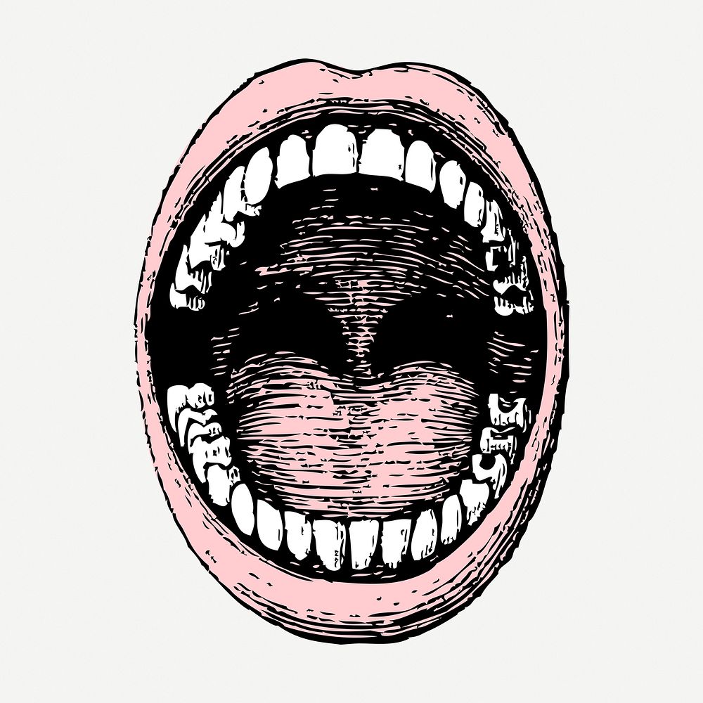Open mouth illustration, vintage clipart psd. Free public domain CC0 graphic