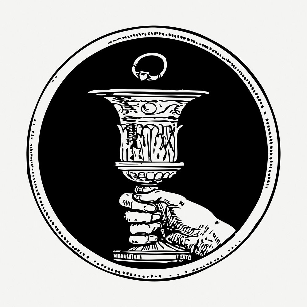 Vintage chalice and ring clipart psd. Free public domain CC0 graphic