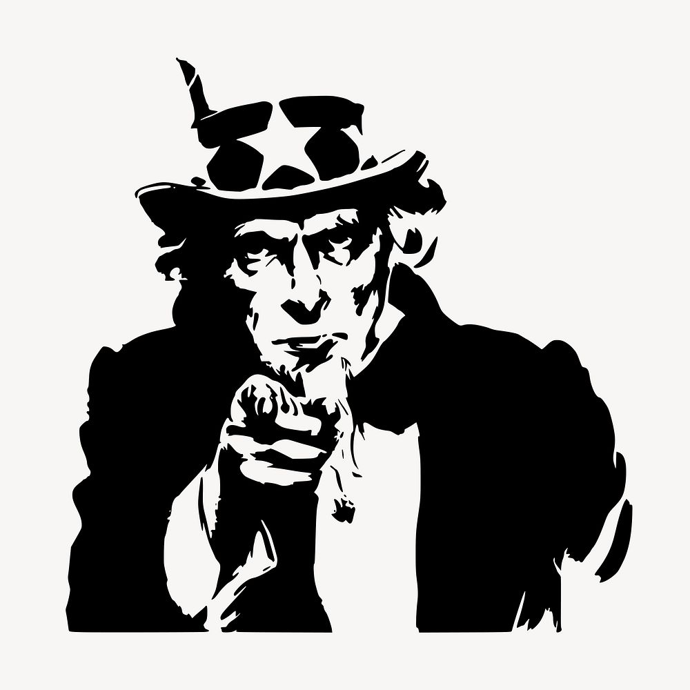 Vintage Uncle Sam pointing clipart vector. Free public domain CC0 graphic